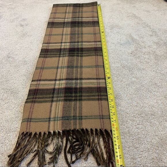 Chaps chocolate brown tan brown plaid check soft fall winter scarf - Picture 6 of 8